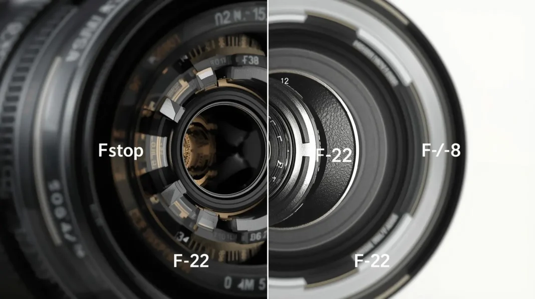 Διάγραμμα διαφράγματος aperture με f-stop και βάθος πεδίου