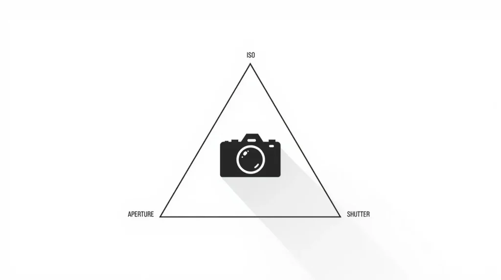 Απλό infographic του τριγώνου της έκθεσης με ISO, Aperture και Shutter Speed