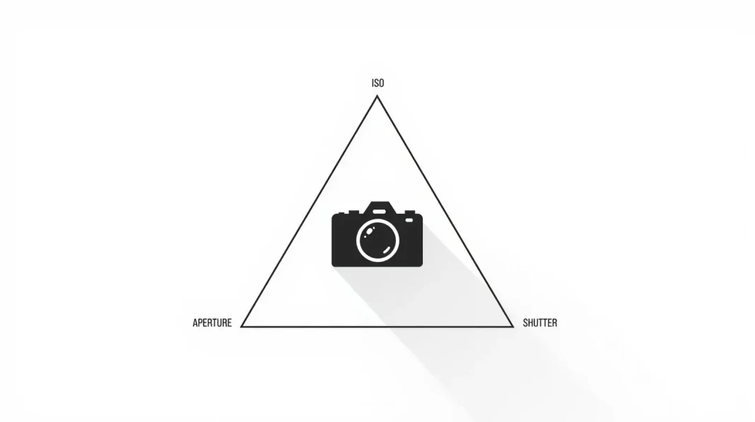 Απλό infographic του τριγώνου της έκθεσης με ISO, Aperture και Shutter Speed