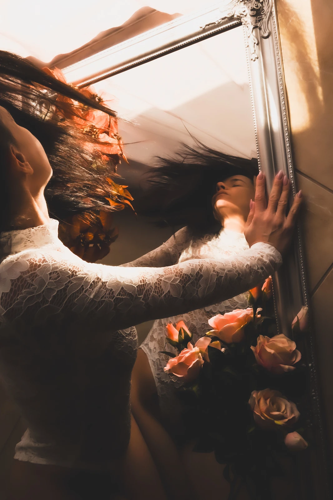 "Self-portrait by Maria Dragati exploring light, shadow, and the interplay of textures