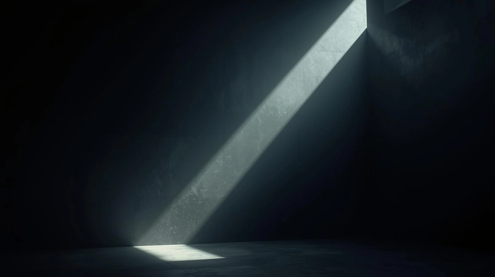 Abstract cinematic scene with beams of light forming leading lines in a dark atmospheric space