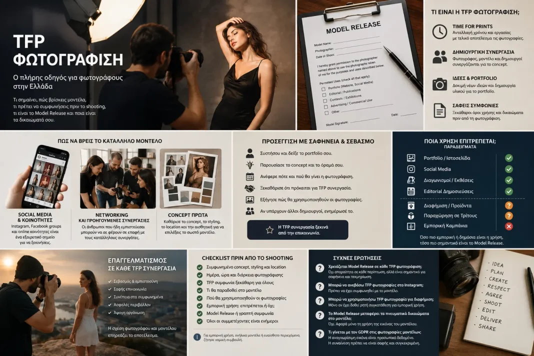 Infographic για TFP φωτογράφιση στην Ελλάδα, εύρεση μοντέλων και Model Release